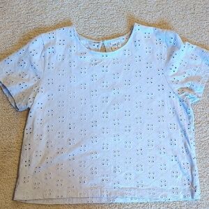 Women's Pale Blue Eyelet Top
